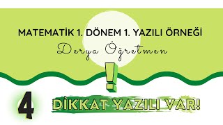 4 Sınıf  Matematik 1 Dönem 1 Yazılı Örneği  DERYA ÖĞRETMEN [upl. by Yessej]