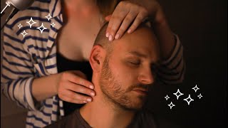 ASMR Real Person Light Touch Massage ✨ Skin Tracing  Face Head Neck Shoulders  Relaxing [upl. by Clarkin]