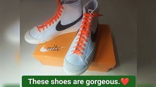 Nike Blazer Mid 77 Sneakers with different Lace youtube music vlog tutorialquotNIKEquot Shoe Unboxing [upl. by Marucci]