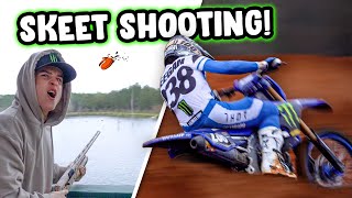 Haiden Deegan Supercross Prep First Time Shooting Skeet [upl. by Notlit]