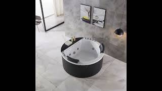 Indoor Freestanding Round Massage Jetted Whirlpool Hydrotherapy Bathtub Soaking Hot Tub Spa Heated [upl. by Htennaj]