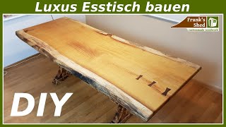 DIY Luxus Tisch selber bauen  Anleitung  XXL Massivholz Esstisch  Franks Shed [upl. by Olenolin]