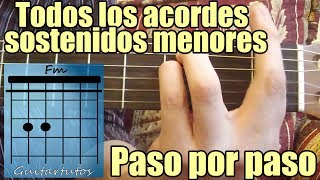 Como tocar acordes de guitarra para principiantes Sostenidos menores [upl. by Aneres]