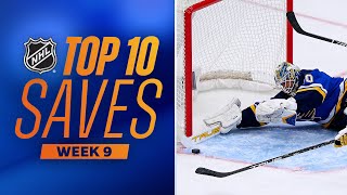 Top 10 Saves from Week 9  202324 NHL Season [upl. by Vories]