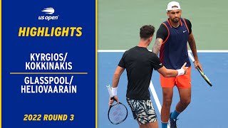 KyrgiosKokkinakis vs GlasspoolHeliovaara Highlights  2022 US Open Round 3 [upl. by Fern]