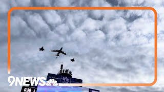 Military flyover at Air Force Falcons football game vs Utah State [upl. by Faun]