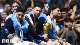 Heroes’ welcome for Messi and World Cup champions in Argentina  BBC News [upl. by Anirtep]