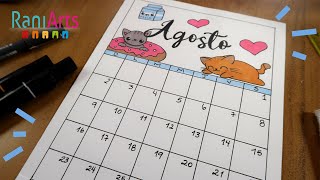 DIY  CALENDARIO DE AGOSTO  Diario bullet journal organización [upl. by Delphinia]