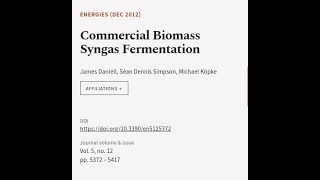 Commercial Biomass Syngas Fermentation  RTCLTV [upl. by Cordell]