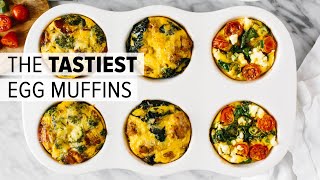 EGG MUFFINS 3 WAYS  healthy breakfast meal prep recipe [upl. by Oak764]