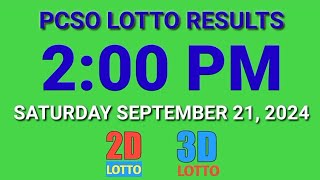 2pm Lotto Results Today September 21 2024 ez2 swertres 2d 3d pcso [upl. by Groves]