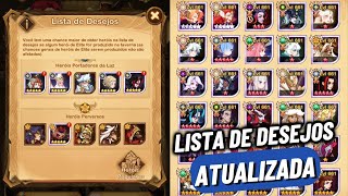 LISTA DE DESEJOS ATUALIZADA  AFK ARENA [upl. by Marshall961]