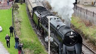 9F visiting locomotive no 92134 leaving Haywood Station on the 13th of October 2024 [upl. by Ahsienyt]