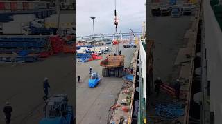 Loading engineering vehicles onto bulk carriers [upl. by Yuhas606]