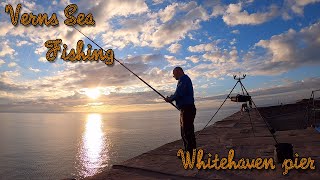 VERNS SEA FISHING  WHITEHAVEN PIER IN CUMBRIA SEA FISHING UK WATCHING THE SUNSET WITH THE WIFE [upl. by Mccormick]