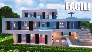 ✅Cómo hacer una casa MODERNA en Minecraft🏡 FÁCIL Y RÁPIDO 12 [upl. by Atiram]