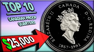 10 CANADIAN QUARTERS WORTH MONEY  MOST VALUABLE PROOF COINS [upl. by Natsirk]