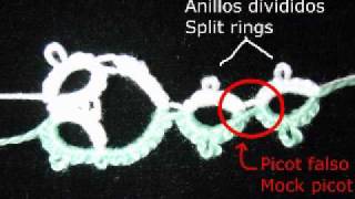 Frivolitetatting lesson 89  picot falso  mock picot [upl. by Nivad666]