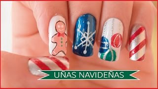 CÓMO DECORAR MIS UÑAS PARA NAVIDAD 2  UÑAS NAVIDEÑAS 2015 [upl. by Morgenthaler]