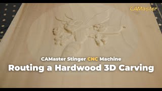 CAMaster Stinger CNC Machine Routing a Hardwood 3D Carving [upl. by Winthorpe]