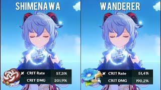 Ganyu Shimenawas Reminiscence vs Wanderers Troupe  Damage Comparison  Genshin Impact [upl. by Menell]