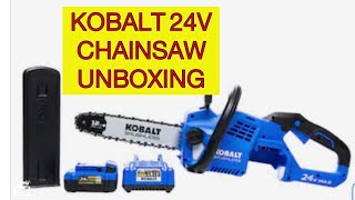 Unboxing and First Use of Kobalt 24Volt 12in Brushless Cordless Electric Chainsaw Item 1447232 [upl. by Phox]