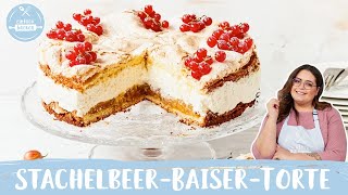 StachelbeerBaiserTorte  Sommertorte mit Stachelbeeren 😍 I Einfach Backen [upl. by Schlosser846]