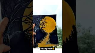 Melting Moon acrylic painting Pinterest inspired viralvideo trending [upl. by Enait763]