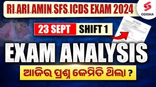 OSSSC RI Exam Analysis Today  RI Amin 23 Sept Shift 1 Analysis  RI ARI Amin Question Paper 2024 [upl. by Sito]