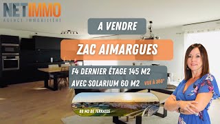 ZAC LA GARRIGUE AIMARGUES RARE F4 145 m2 avec solarium [upl. by Aidyl]