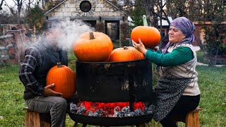 Making Pumpkin Pasta and Paste  Rustic Village Recipe [upl. by Kiker957]