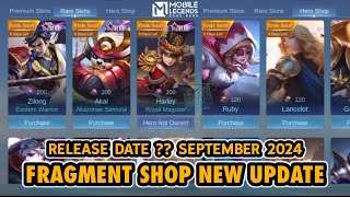 Fragment Shop New Update  Release Date September 2024  Mobile Legends [upl. by Nywloc]