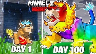 I Survived 100 Days as an ELEMENTAL LION in HARDCORE Minecraft [upl. by Hillery]