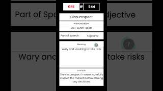 GRE Vocabulary builder for English 544 Word Circumspect GRE English Vocabulary Shorts [upl. by Petite68]