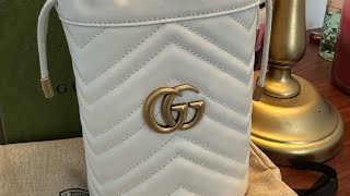 Gucci GG Marmont Mini Bucket Bag in White [upl. by Drahser]