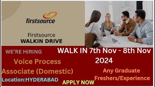 First Source Hiring Freshersexp Voice Process Associate Domestic Any Graduate Hyderabad location [upl. by Gamaliel]