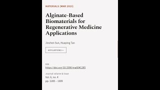 AlginateBased Biomaterials for Regenerative Medicine Applications  RTCLTV [upl. by Aeikan]