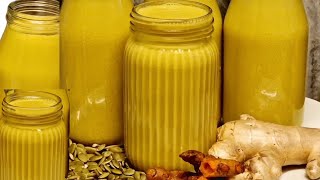 LAIT BIENÊTREComment Je Réalise Ma Boisson De Lait De Graine De Courge Au Gingembre Et Au Curcuma [upl. by Assenev810]