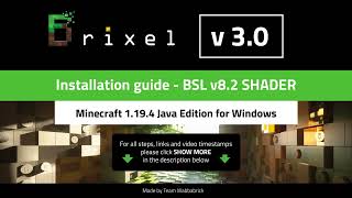 Brixel v30 BSL Installation tutorial for Minecraft v1194 Java Edition on PC wtih BSL shader [upl. by Anrak903]