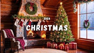 Christmas Songs🎄🎁 with Crackling Fireplace🔥 and Soothing Wind  Relaxing Christmas Ambience🎵 [upl. by Uyerta]