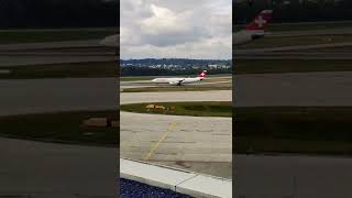 Very Heavy Swiss A340 Takeoff  ZRH  Plane Spotting [upl. by Wiseman]