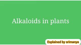 ALKALOIDS IN PLANTS [upl. by Dutch]