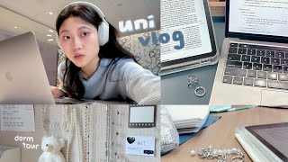 uni vlog 🎧 new semester productive school routine 8AM lectures desk tour aespa dance 🎶 [upl. by Sualkcin]