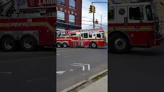 FDNY START UP Ladder 128 Battalion 45 TOMBSTONE TERRITORY CREW Queens NYC shorts fdny firetrucks [upl. by Acirre]