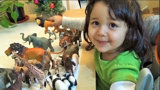 Schleich Safari My 3 Year Old Daughter Collection She Recognize a Lot of Animals [upl. by Sirovaj]