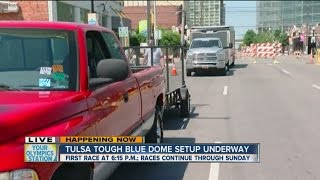 Tulsa Tough Organizers begin set up and bikers come in this weekend for the event [upl. by Derril]