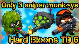 Only 3 sniper monkeys Hard Bloons TD 6 [upl. by Netty]