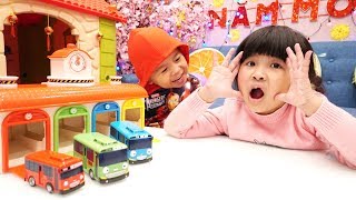 BeBun Pretend Play Learn Colors w Kids Little Bus Tayo Toys  100 Đồ Chơi Cho Bé Học Màu Sắc [upl. by Ahsian]