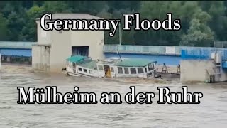 Germany Floods  Boot Sinkt Hochwasser in Mülheim an der Ruhr  Unwetter Mülheim an der Ruhrபாலினி [upl. by Phipps365]