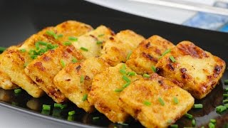 Pan Fried Tofu 煎 豆腐 Tofu Frit  CookWizKai [upl. by Cann]